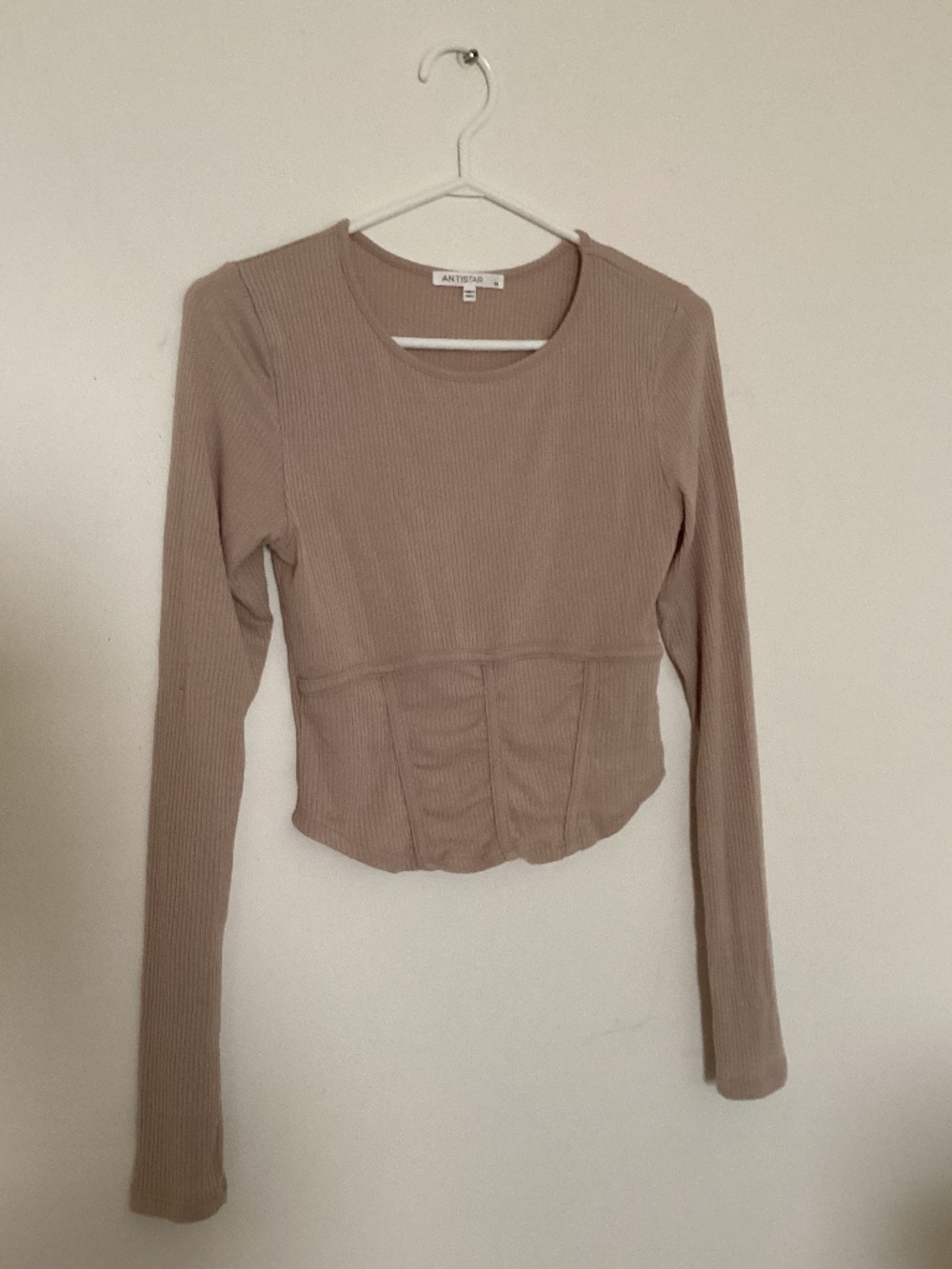Corset long sleeve ribbed top